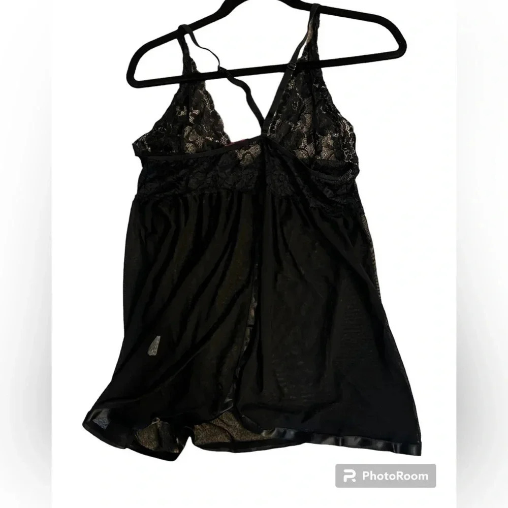 Avid Love size large teddy in black with lacy accents